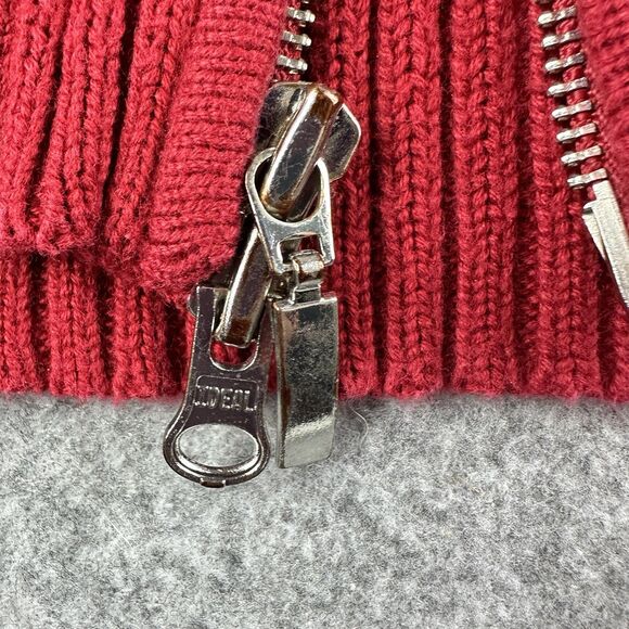 Eddie Bauer Cardigan Sweater Womens XL Red Cotton Blend Ribbed Zip Mock Neck* - Picture 9 of 15